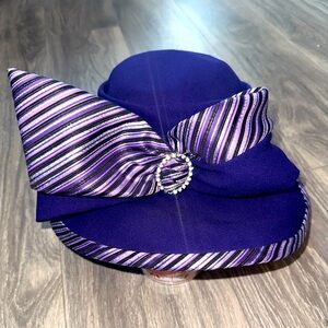Ms Divine Designer Collection Elegant Women’s Church Hat - Purple / White